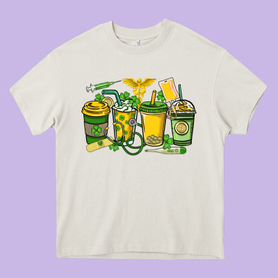 St. Patrick's Day Nurse Coffee Cups Heavy Core Tee Designed By Howdyjamesfarm