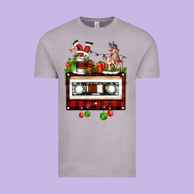 Christmas Cassette Vintage Tee Designed By Fadigitalartstudio