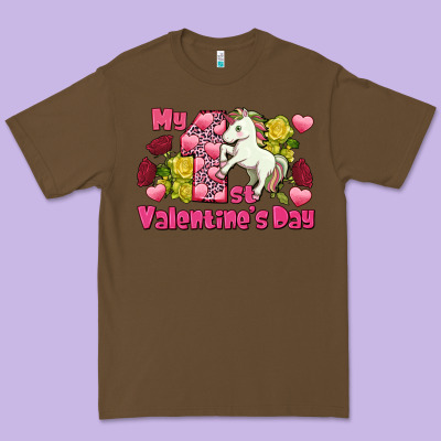My First Valentine's Day Unicorn Premium Tee Designed By Fadigitalartstudio