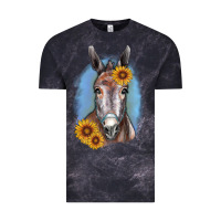 Cloud Black Sunflower Donkey Vintage Tee - RanaPortraitStore