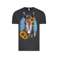 Vintage Black Sunflower Donkey Vintage Tee - RanaPortraitStore