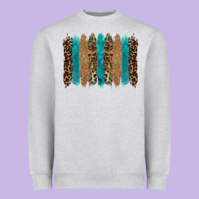 Glitter Turqoise Leopard Tooled Leather Background Heavyweight Sweatshirt Designed By Ranaportraitstore