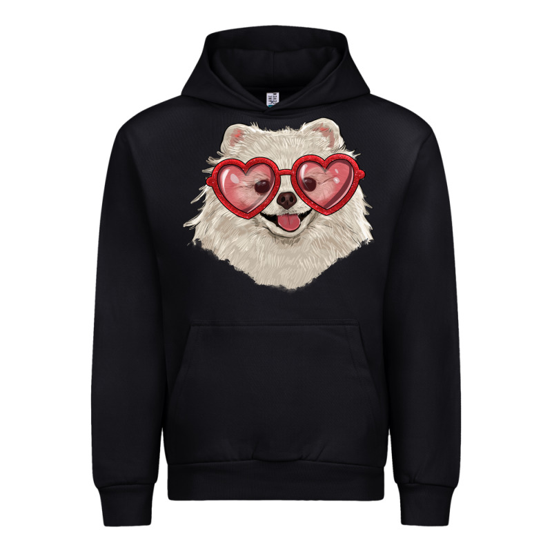 White Pomeranian With Love Glasses Urban Hoodie by RanaPortraitStore | Teevron