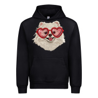 Black white pomeranian with love glasses Urban Hoodie - RanaPortraitStore