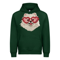 Forest Green white pomeranian with love glasses Urban Hoodie - RanaPortraitStore