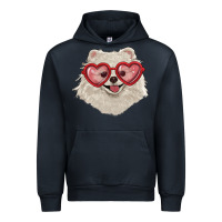 Navy white pomeranian with love glasses Urban Hoodie - RanaPortraitStore
