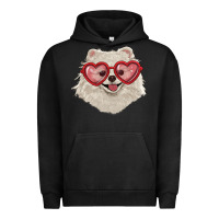 Pigment Black white pomeranian with love glasses Urban Hoodie - RanaPortraitStore