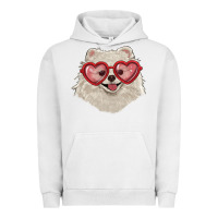 Pigment Lunar Rock white pomeranian with love glasses Urban Hoodie - RanaPortraitStore