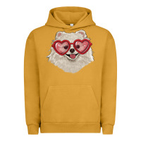 Pigment Peanut Butter white pomeranian with love glasses Urban Hoodie - RanaPortraitStore