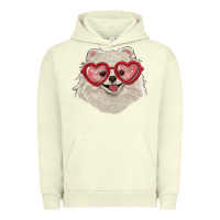 Pigment Pistachio white pomeranian with love glasses Urban Hoodie - RanaPortraitStore