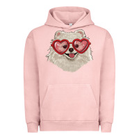 Pigment Salmon white pomeranian with love glasses Urban Hoodie - RanaPortraitStore