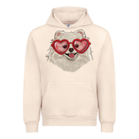 Sandshell white pomeranian with love glasses Urban Hoodie - RanaPortraitStore