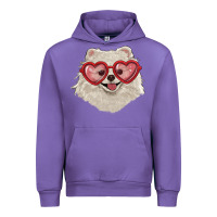 Tulip white pomeranian with love glasses Urban Hoodie - RanaPortraitStore