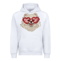 White white pomeranian with love glasses Urban Hoodie - RanaPortraitStore