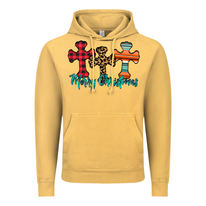 Merry Christmas Cross Vintage Hoodie by CowhideDigitalArt | Teevron