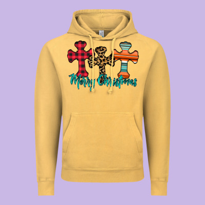 Merry Christmas Cross Vintage Hoodie Designed By Cowhidedigitalart