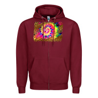 Burgundy leopard, tie die backgraund Zipper Hoodie - JahusDesignShop