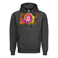 Charcoal Heather leopard, tie die backgraund Zipper Hoodie - JahusDesignShop