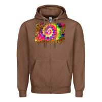 Chestnut leopard, tie die backgraund Zipper Hoodie - JahusDesignShop