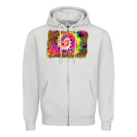 Dove Grey leopard, tie die backgraund Zipper Hoodie - JahusDesignShop