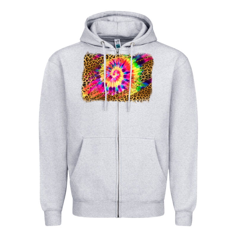 Leopard, Tie Die Backgraund Zipper Hoodie by JahusDesignShop | Teevron