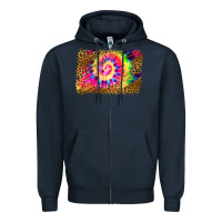 Navy leopard, tie die backgraund Zipper Hoodie - JahusDesignShop