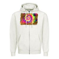 Oatmeal Heather leopard, tie die backgraund Zipper Hoodie - JahusDesignShop