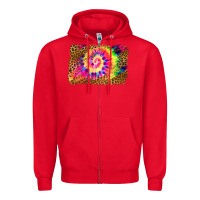 Red leopard, tie die backgraund Zipper Hoodie - JahusDesignShop