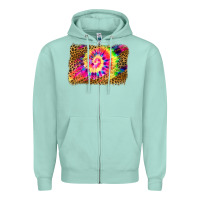 Seafoam leopard, tie die backgraund Zipper Hoodie - JahusDesignShop