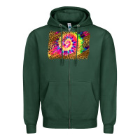 Sports Green leopard, tie die backgraund Zipper Hoodie - JahusDesignShop