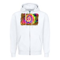 White leopard, tie die backgraund Zipper Hoodie - JahusDesignShop