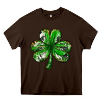 Chocolate Brown Shamrock with leopard and cowhide St. Patricks day Heavy Core Tee - HowdyJamesFarm