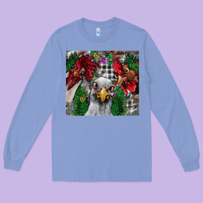Chicken Long Sleeve Tee Designed By Cowhidedigitalart