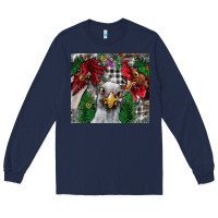 Navy Chicken Long Sleeve Tee - CowhideDigitalArt