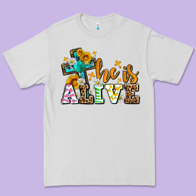 Easter Day He Is Alive With Cross Premium Tee Designed By Oliviacreatesart