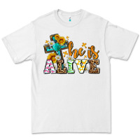 White Easter Day He is alive with cross Premium Tee - OliviaCreatesArt