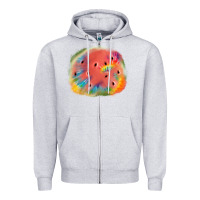 Heather Grey tie die watermelon Zipper Hoodie - JahusDesignShop