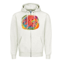 Oatmeal Heather tie die watermelon Zipper Hoodie - JahusDesignShop