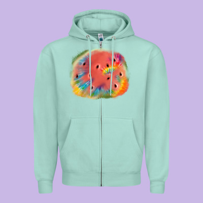 Tie Die Watermelon Zipper Hoodie Designed By Jahusdesignshop