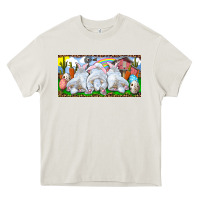 Cream Easter Bunnies Heavy Core Tee - RanaPortraitStore