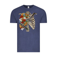 Vintage Denim kinda emotionless kinda emotional skeleton chest Vintage Tee - FaDigitalArtStudio
