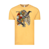 Vintage Mustard kinda emotionless kinda emotional skeleton chest Vintage Tee - FaDigitalArtStudio