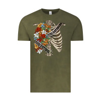 Vintage Olive kinda emotionless kinda emotional skeleton chest Vintage Tee - FaDigitalArtStudio