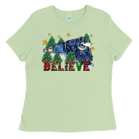 Believe Polar Express Christmas Trees Ladies Tee | Teevron
