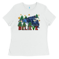White believe polar express christmas trees Ladies Tee - FaDigitalArtStudio