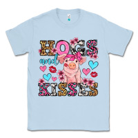 Dusty Blue hogs and kisses pig  olivia Classic Tee - OliviaCreatesArt