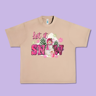 Let It Snow Pink Christmas Urban Heavy Tee Designed By Fadigitalartstudio
