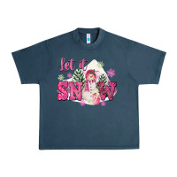 Midnight Navy Let It Snow Pink Christmas Urban Heavy Tee - FaDigitalArtStudio
