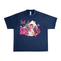 Navy Let It Snow Pink Christmas Urban Heavy Tee - FaDigitalArtStudio