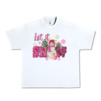 White Let It Snow Pink Christmas Urban Heavy Tee - FaDigitalArtStudio